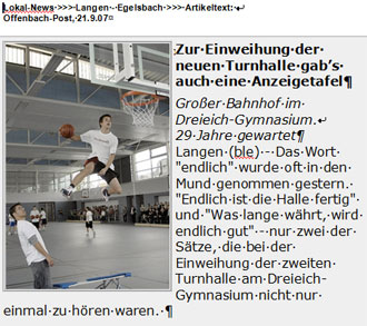 Presseartikel Offenbach-Post vom 21.9.2007